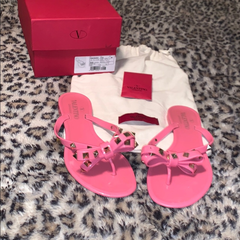 Valentino bow rock stud flip flops